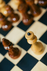 chess pieces stand on a chessboard