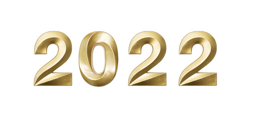 numbers 2022 on white background. Golden New year numerals 2022. Isolated