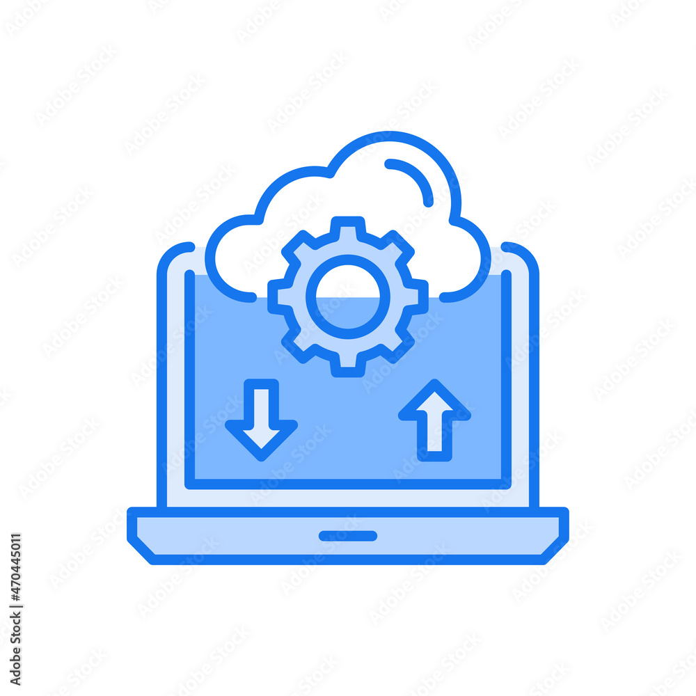 Poster data migration vector blue colours icon design illustration. web and mobile application symbol on wh