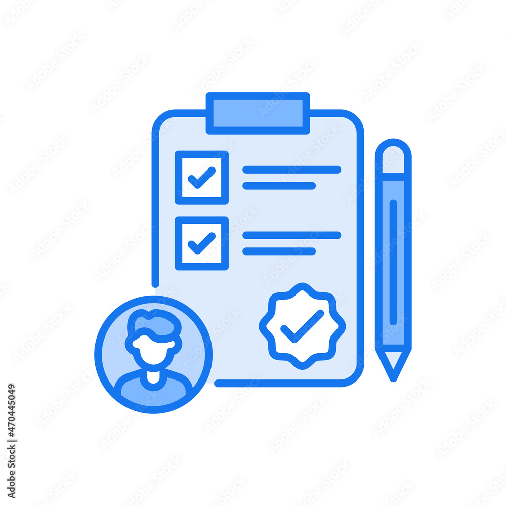 Poster checklist vector blue colours icon design illustration. web and mobile application symbol on white b