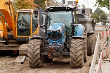 Fototapeta na wymiar Tractor and equipment for road repair
