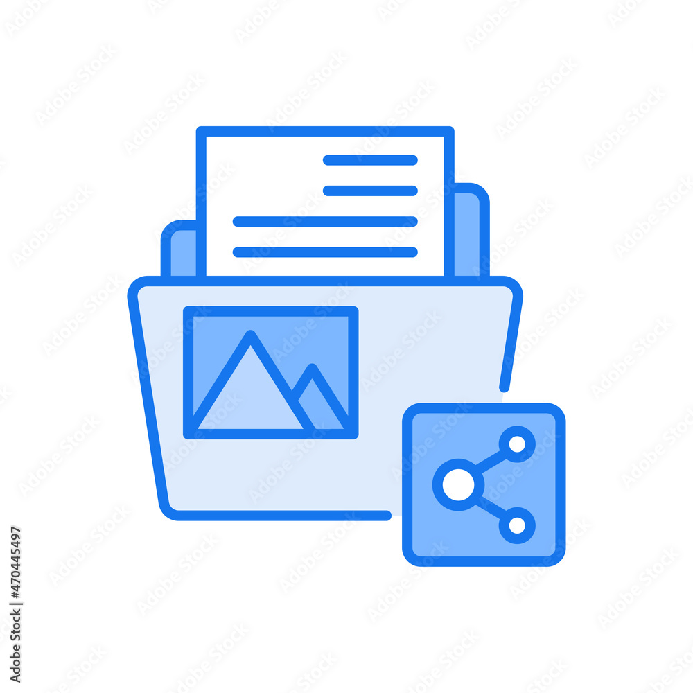 Poster document sharing vector blue colours icon design illustration. web and mobile application symbol on 