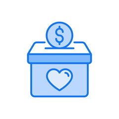 Give Donation vector blue colours Icon Design illustration. Web And Mobile Application Symbol on White background EPS 10 File