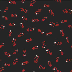 Line Kite icon isolated seamless pattern on black background. Vector