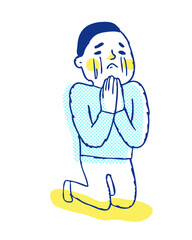 泣きながら懇願している男性