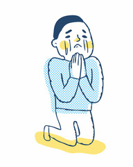 泣きながら懇願している男性