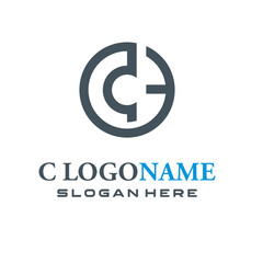 Obraz premium simple abstract logo in the shape of a circle from the letter C E