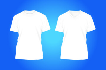 Men's white t-shirt with short sleeve mockup. Front view. Vector template.