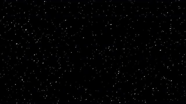 Snow Falling with Wind on Black Background Animation