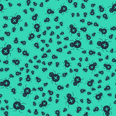 Black Spider icon isolated seamless pattern on green background. Happy Halloween party. Vector