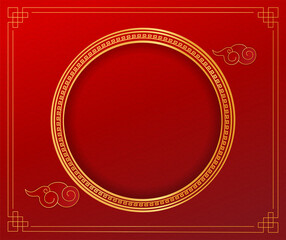 Happy chinese new year 2022. Tiger red and gold asian elements with craft style on background.Year of the tiger. Poster, brochure, calendar. Vector Illustration