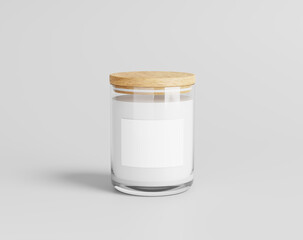 Scented soy candle in glass on the empty background