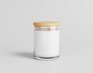 Scented soy candle in glass on the empty background