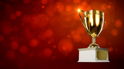 prize goblet on bokeh background with free place - abstract 3D rendering