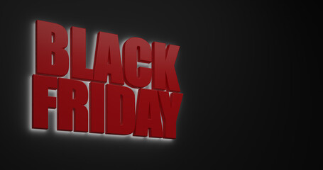 Sale symbol as text black friday - 3D Illustration