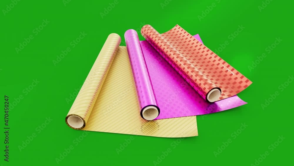 Aufkleber present wrapping paper rotates on chroma key screen, isolated - loop video