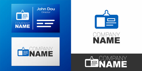 Logotype Identification badge icon isolated on white background. It can be used for presentation, identity of the company, advertising. Logo design template element. Vector