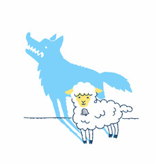 シルエットが狼になっているヒツジ