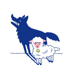 シルエットが狼になっているヒツジ