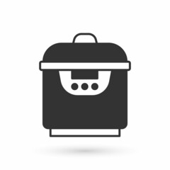 Grey Slow cooker icon isolated on white background. Electric pan. Vector