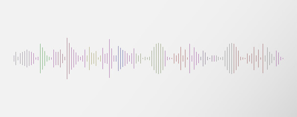 Colorful audio spectrum simulation on white background use for music and computer calculating concept