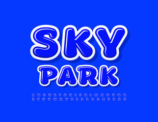 Vector concept sign Sky Park with blue Font. Creative Alphabet Letters and Numbers set