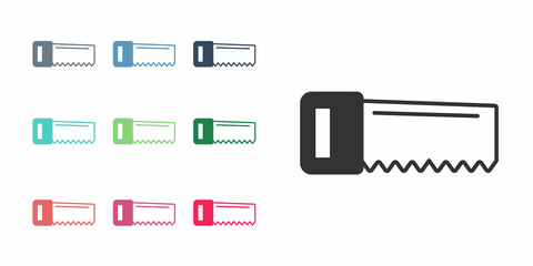 Black Hand saw icon isolated on white background. Set icons colorful. Vector