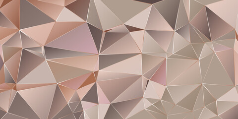 Rose gold polygonal vector abstract graphic design and background.