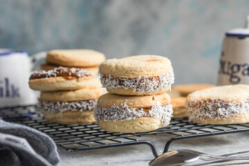 Alfajores: Traditional Peruvian cookies filled with caramel