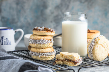 Alfajores: Traditional Peruvian cookies filled with caramel