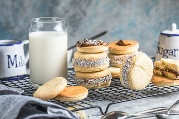Alfajores: Traditional Peruvian cookies filled with caramel