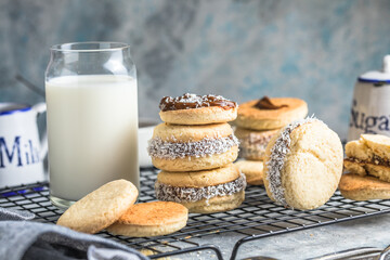 Alfajores: Traditional Peruvian cookies filled with caramel