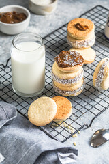 Alfajores: Traditional Peruvian cookies filled with caramel