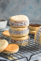 Alfajores: Traditional Peruvian cookies filled with caramel