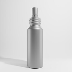 metallic bottle isolated with a metallic cap on white background 3d render