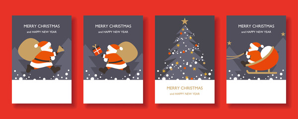 Santa And Christmas Tree Card Set