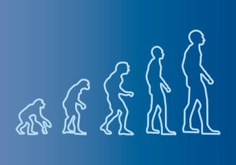 Silueta azul de la evolución del ser humano. © Gabrieuskal