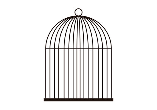 Jaula de p&aacute;jaros en fondo blanco.