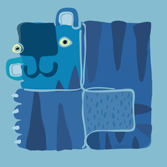 Abstract art poster with blue tiger symbol of new year