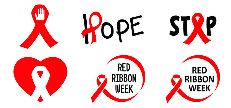 Red ribbon week is an alcohol, tobacco, and other drug and violence prevention awareness campaign observed annually in October in the United States. Vector icon or pictogram. Concept symbol