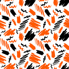 Naklejka na ściany i meble Seamless pattern. Orange and black spots on a white background. The year of the tiger is 2022.
