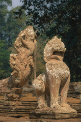 Fototapeta na wymiar Guardian Lion at Siem Reap Angkor Wat Indonesia