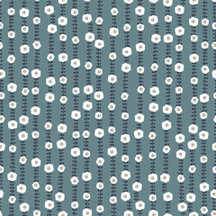 北欧風のお花のシームレスなパターン。テキスタイル、壁紙、包装紙のデザイン。