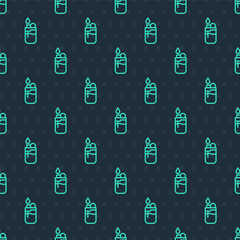 Green line Lighter icon isolated seamless pattern on blue background. Vector