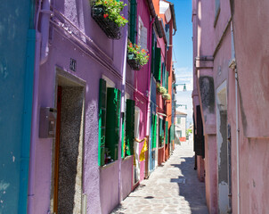 Colourful buildings in small Italian town Venice