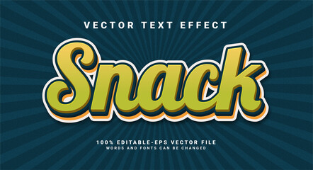 Fototapeta premium Snack 3D text effect. Editable text style effect suitable for food product needs.