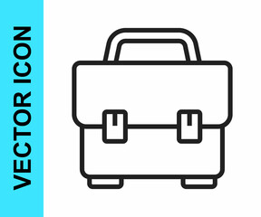 Black line Toolbox icon isolated on white background. Tool box sign. Vector