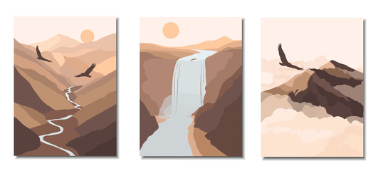 Abstract modern backgrounds landscapes set