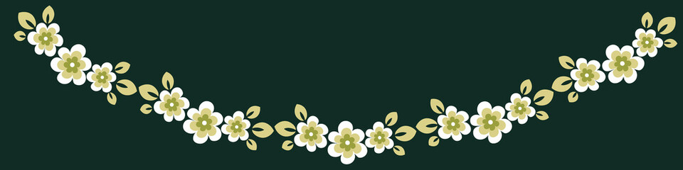 Illustration on a sheet of 4x1 format - stylized flowers with leaves - graphics. Banner for text, gift