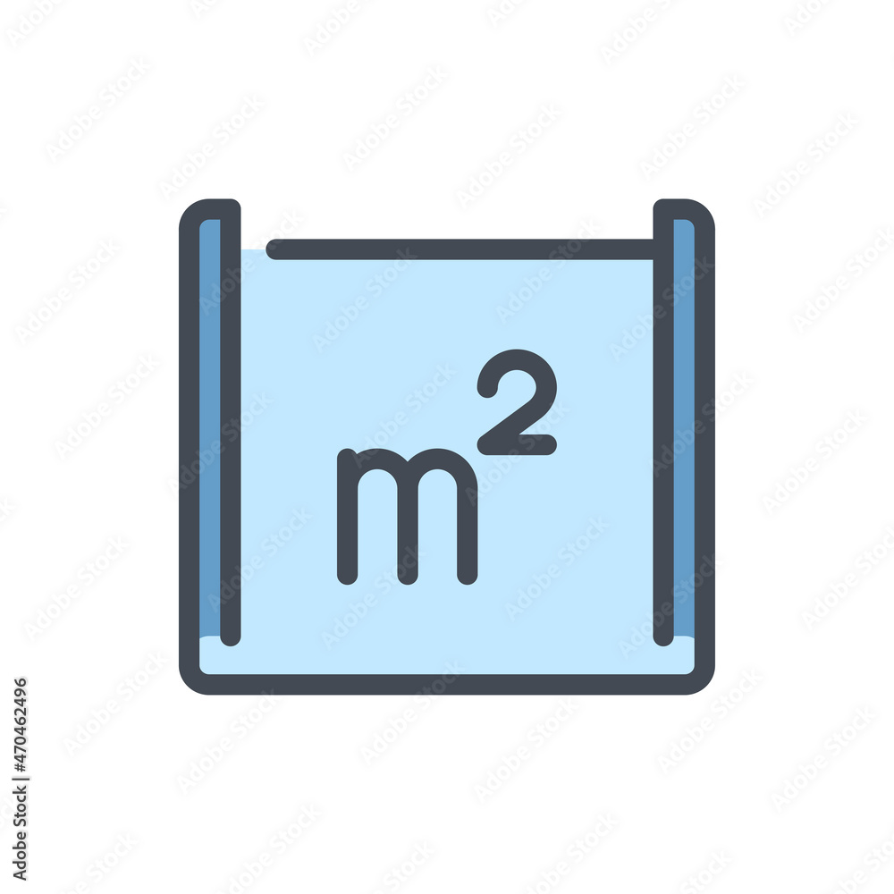 Poster square meter plan color line icon. blueprint with dimensions vector outline colorful sign.